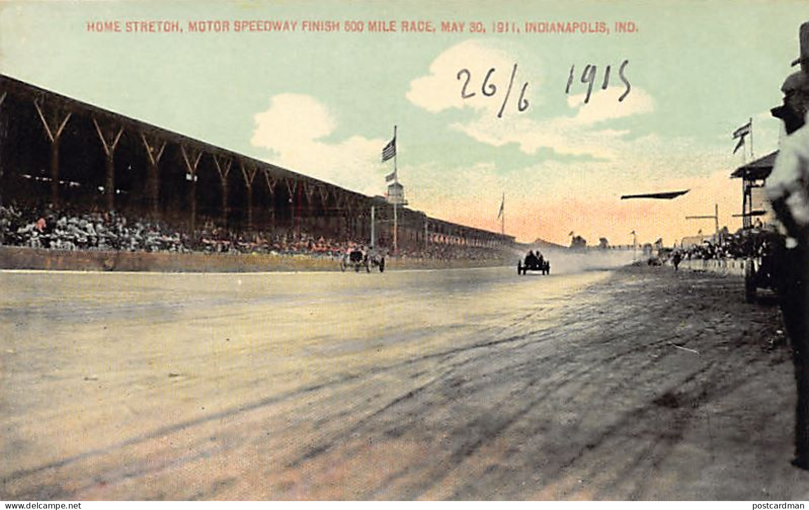 INDIANAPOLIS (IN) Home Stretch, Motor Speedway Finish 500 Mile Race, May 30, 1911 - Indianapolis