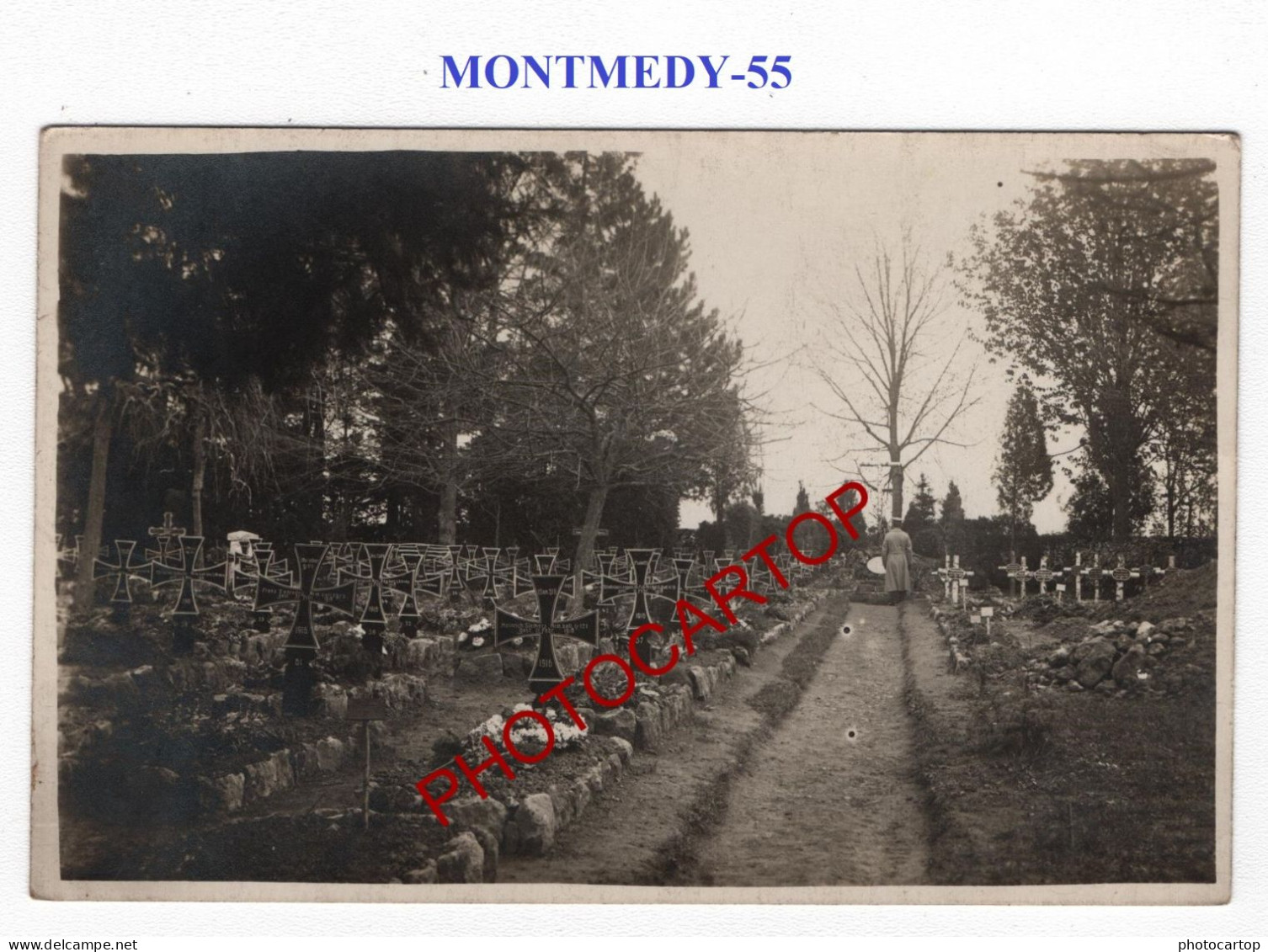 MONTMEDY-55-Tombes Allemandes-Cimetière-CARTE PHOTO Allemande-GUERRE 14-18-1 WK-FRANCE- - War Cemeteries