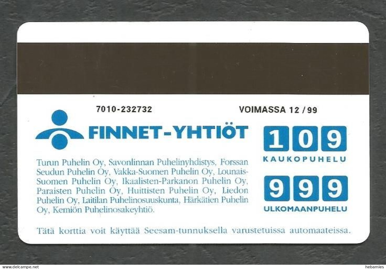 DCS City - 10 FIM  1998  - Magnetic Card - D349 - FINLAND - - Finlande