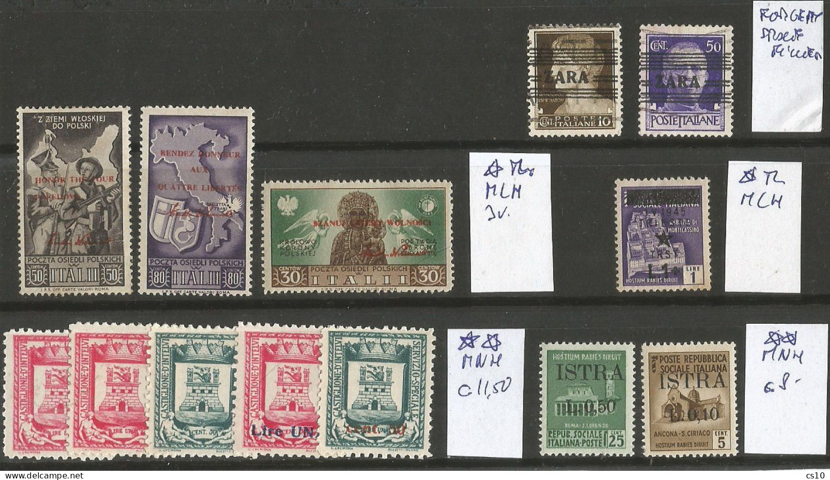 Italy Regency & Social Republic Local Issues Stamps Lot : Base Atlantica CORALIT Trento Imperia Trieste Venezia Bologna - Local And Autonomous Issues