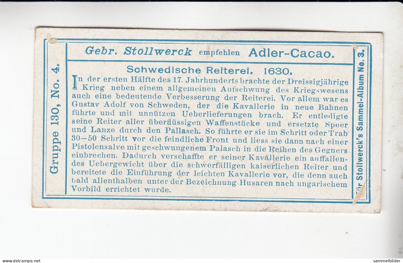 Stollwerck Album No 3 Entwicklung Der Kavallerie Schwedische Reiterei 1630 Grp 130 #4 Von 1899 - Stollwerck