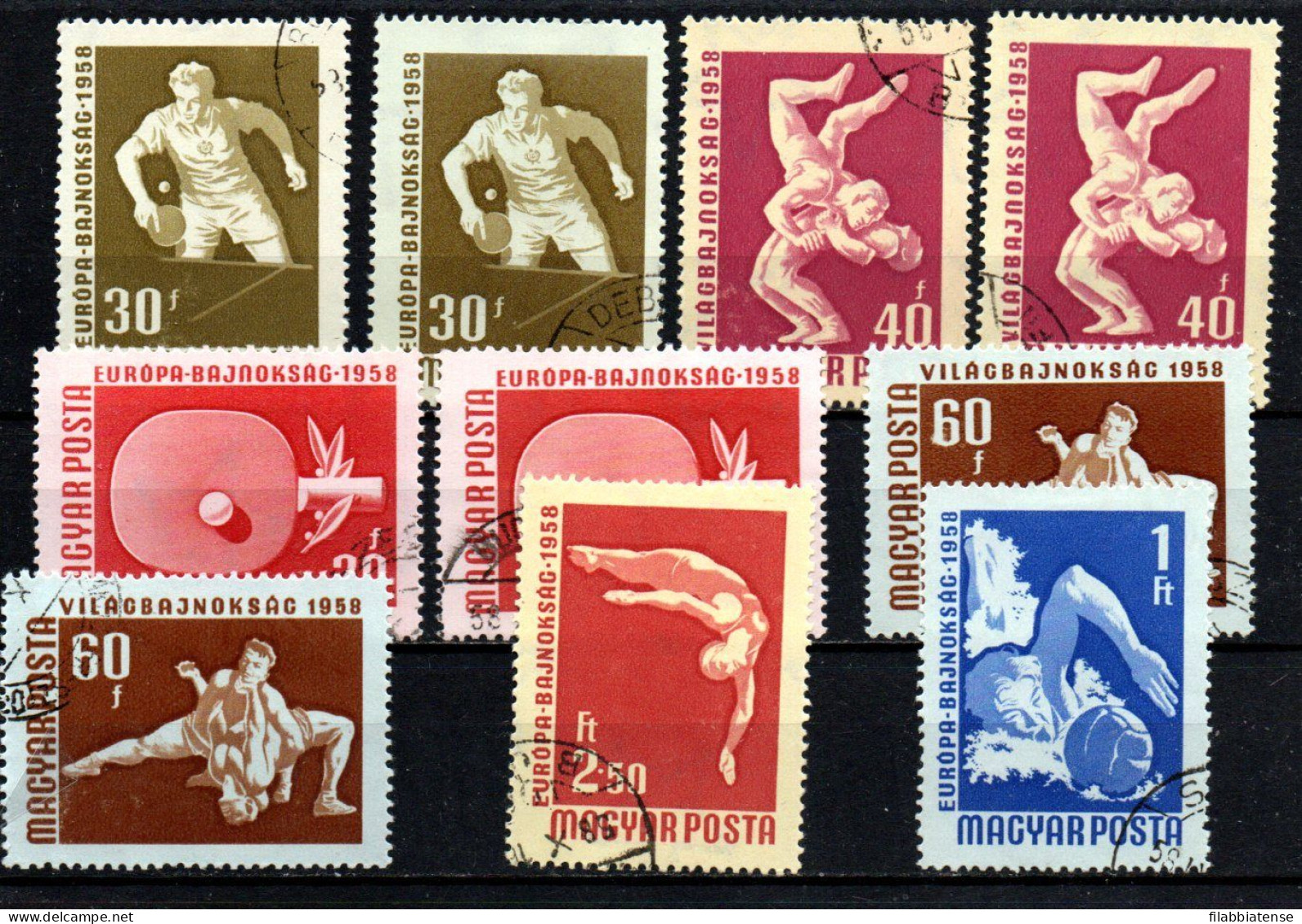 1958 - Ungheria 1257 X 2 + 1258 X 2 + 1258 X 2 + 1260 X 2 + 1261/62 Campionati Sport Vari ------ - Usati