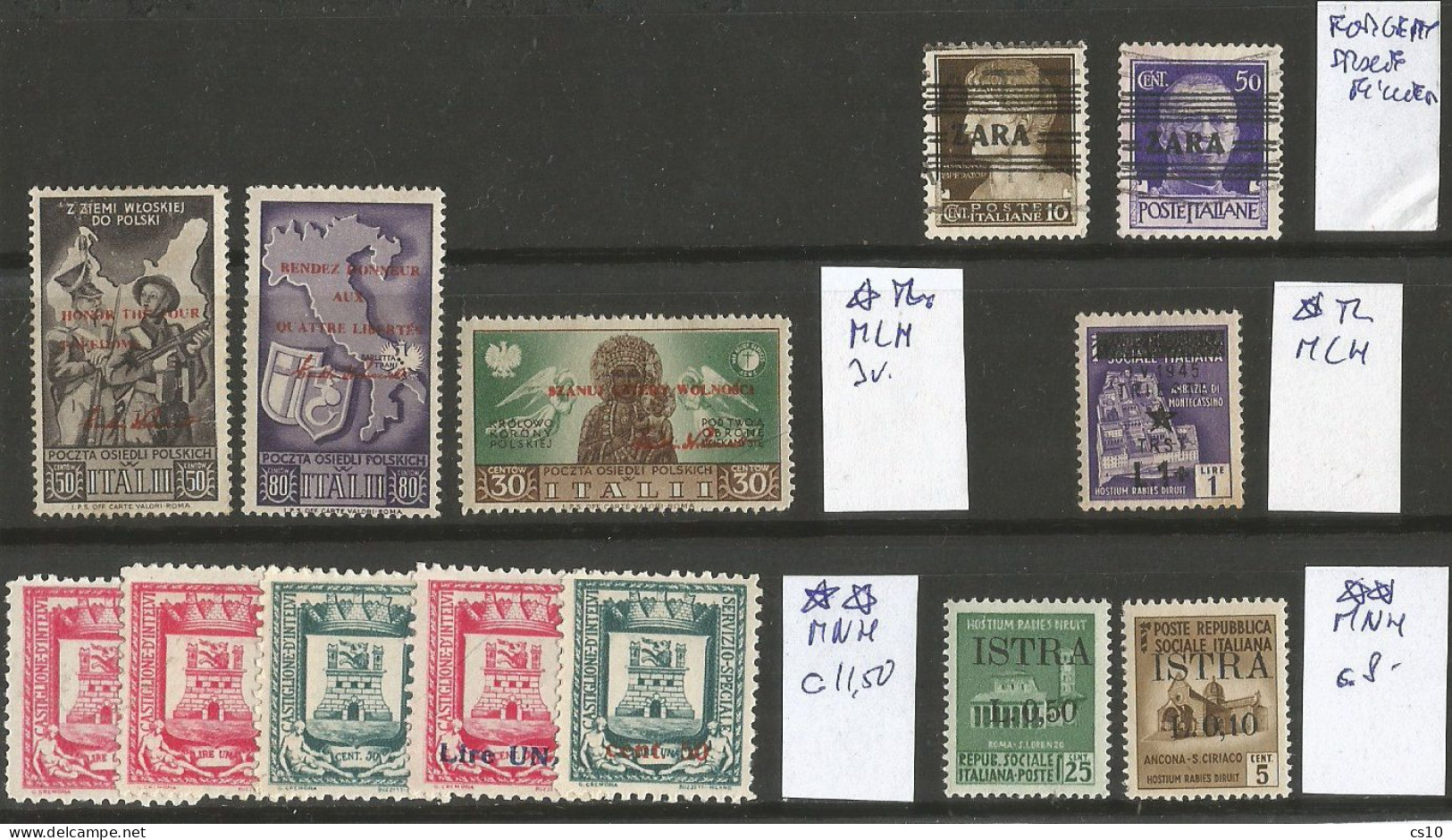 Italy Regency & Social Republic Local Issues Stamps Lot : Base Atlantica CORALIT Trento Imperia Trieste Venezia Bologna - Colecciones