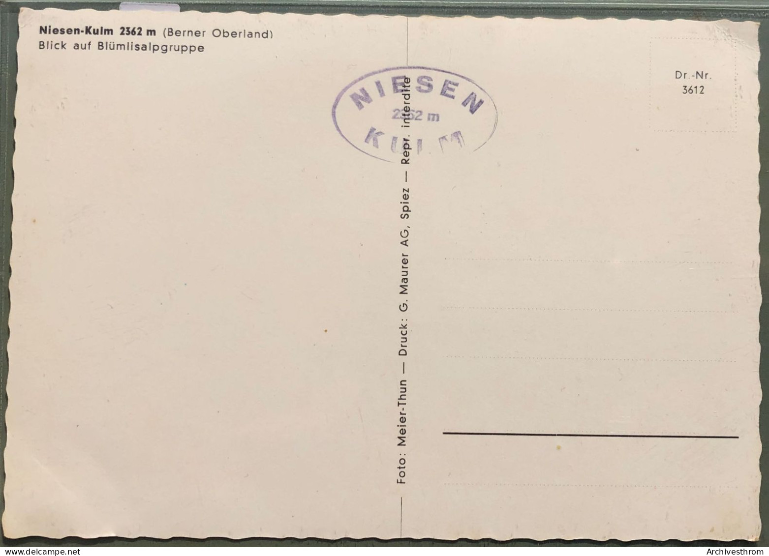 Nissen-Kulm (mit Stempel - Cachet) ; Blick Auf Blümlisalpgruppe (16'219) - Chamoson