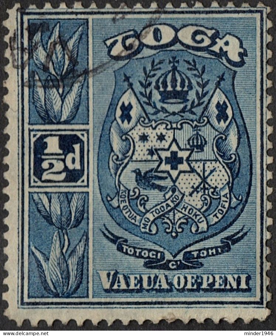 TONGA 1897 QV ½d Indigo, Arms SG38 Used - Tonga (...-1970)