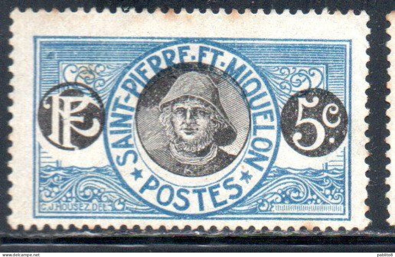 ST. SAINT PIERRE AND ET MIQUELON 1909 1930 FISHERMAN PESCATORE CENT. 5c MH - Neufs