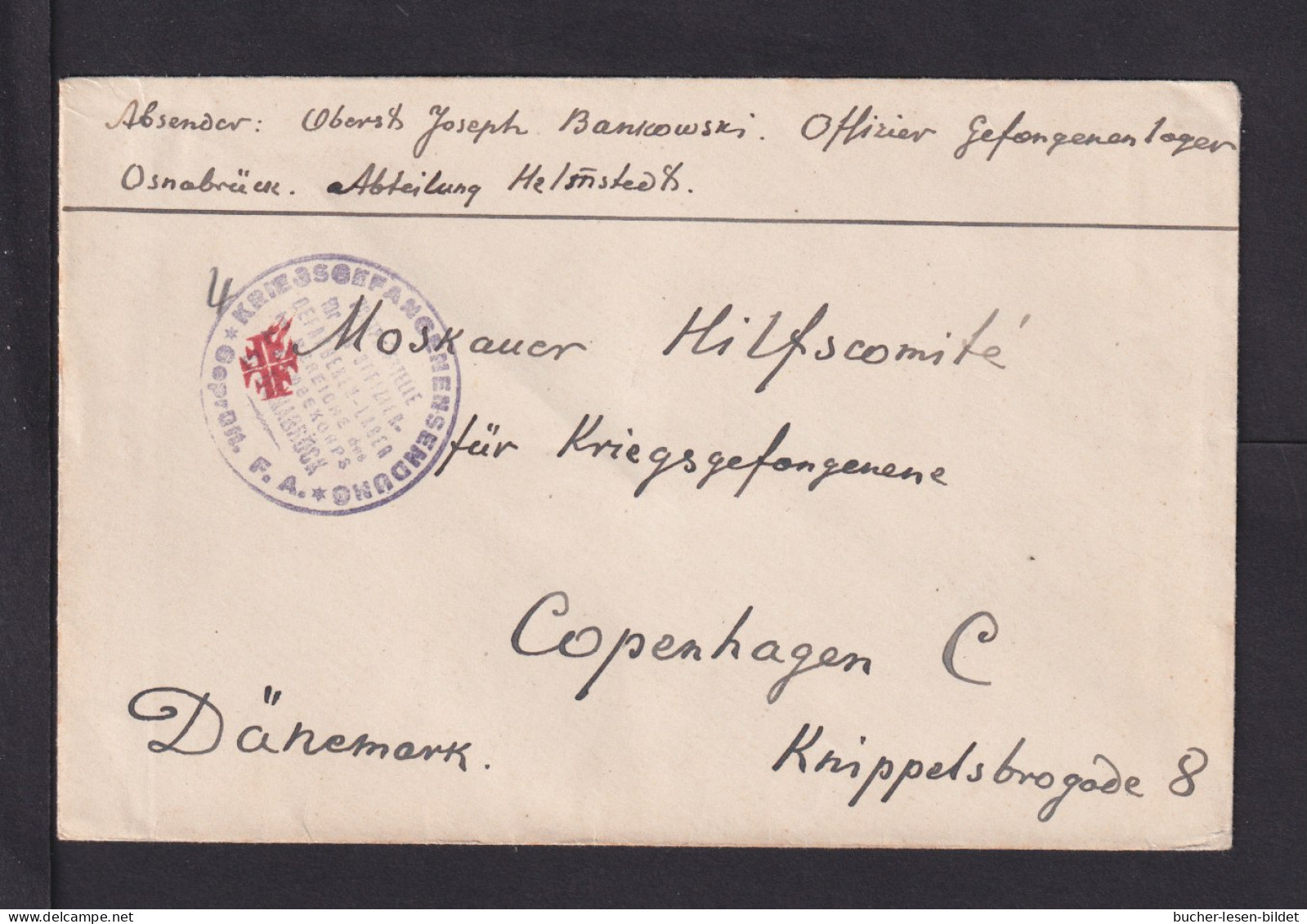 Brief Aus Dem Lager Osnabrück Mit Prüfer-Stempel - Nach Copenhagen - WW1