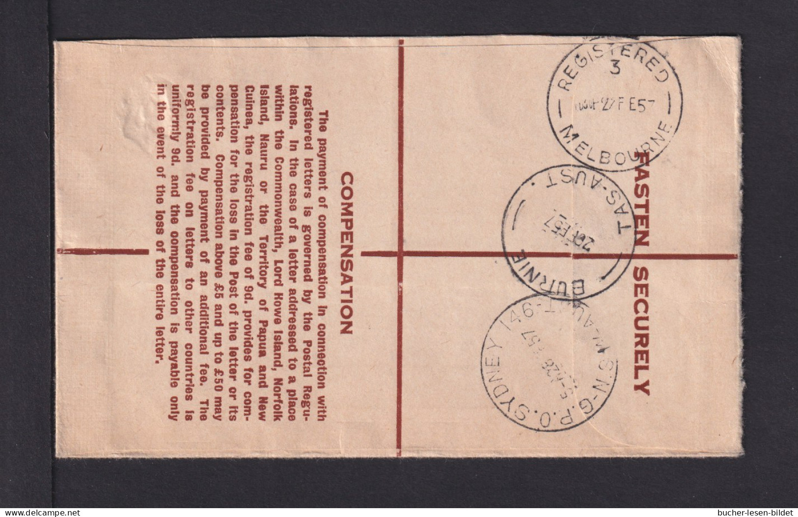 1957 - Einschreib-Ganzsache Mit Zufrankatur Als Luftpost-Einschreiben Ab BURNIE (Tasmanien) Nach München - Brieven En Documenten