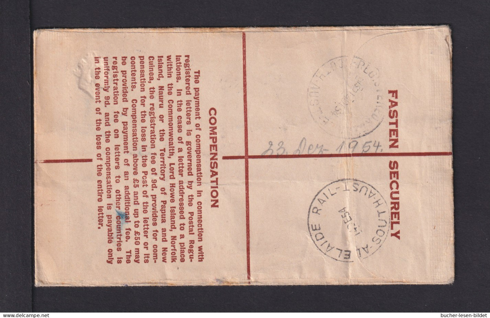 1954 - Einschreib-Ganzsache Mit Zufrankaur Als Luftpost-Einschreiben Ab ADELAIDE RAILWAY Nach Itzehoe - Cartas & Documentos
