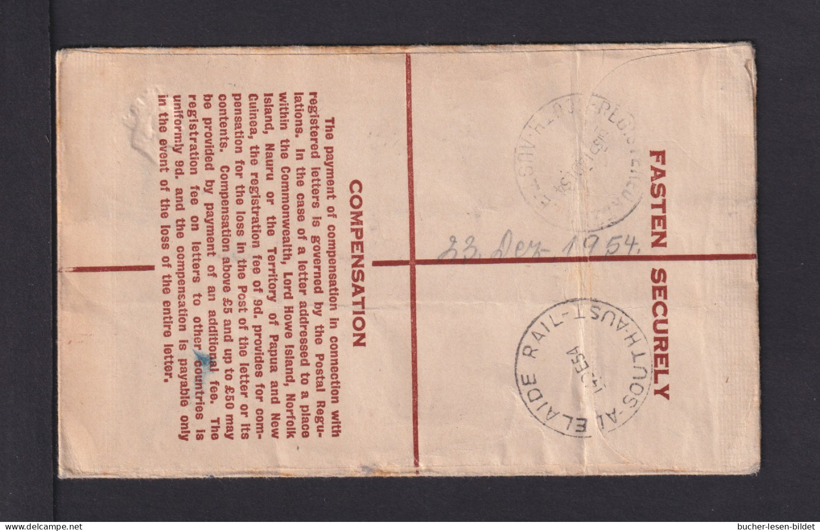 1954 - Einschreib-Ganzsache Mit Zufrankaur Als Luftpost-Einschreiben Ab ADELAIDE RAILWAY Nach Itzehoe - Lettres & Documents