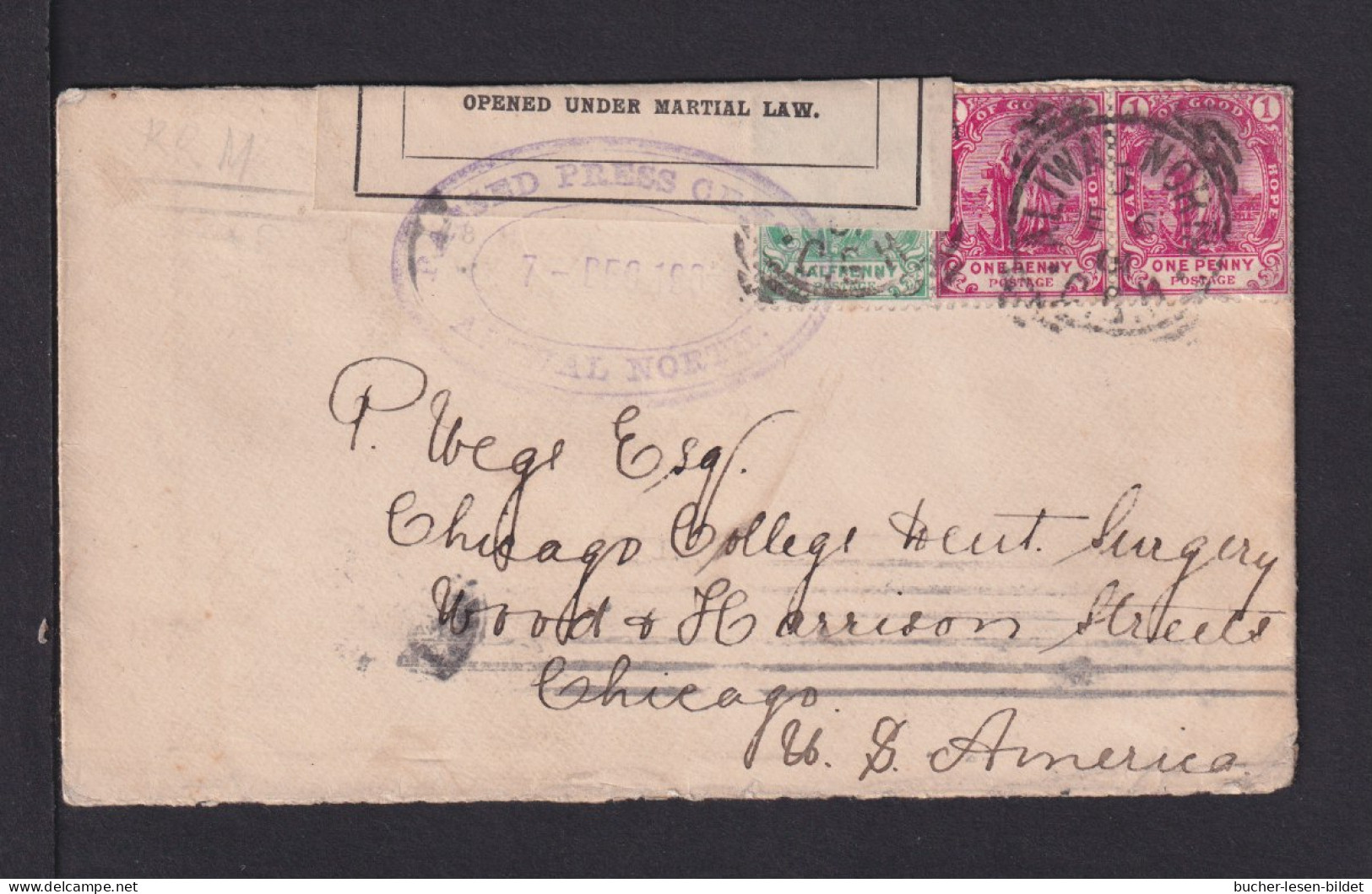 1902 - Brief Ab ALIWAL NORTH Nach USA - Zensur - Cap De Bonne Espérance (1853-1904)