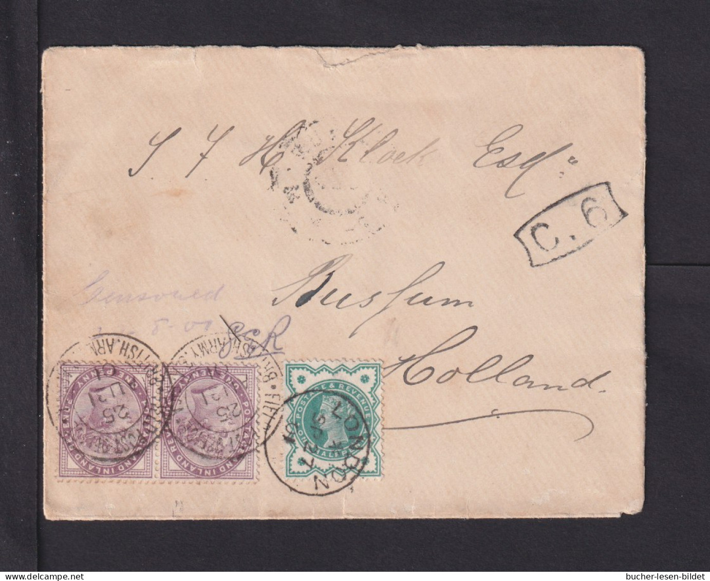 1901 - 1 P. Paar Auf Brief Mit Feldpoststempel Nach Holland - Mit 1/2 P Nachfrankiert Und In London Entwertet - Zensur - Natal (1857-1909)