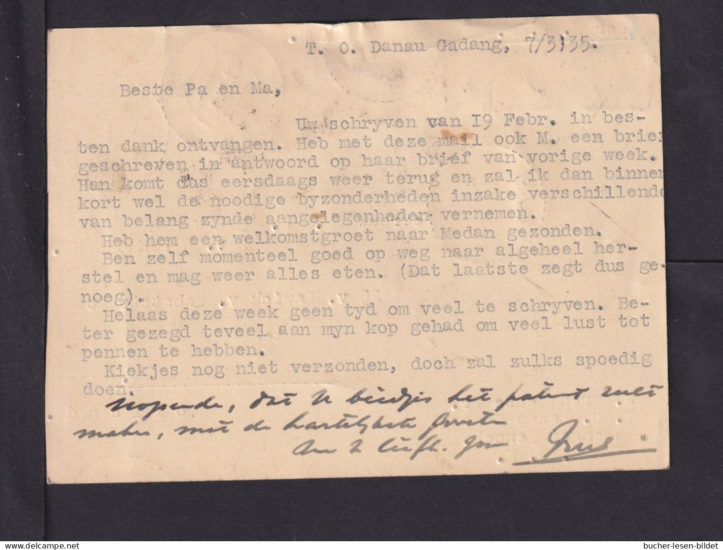 1935 - 5 C. Ganzsache Mit 40 C. Zufrankiert Als Luftpost-Einschreiben Ab SOENGEIPENOEH Nach Arnhem - Niederländisch-Indien