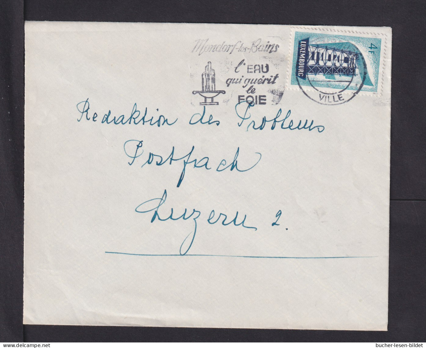 4 F. Europa Auf Brief Ab Luxemburg Nach Luzern - 1948-58 Charlotte Linksprofil