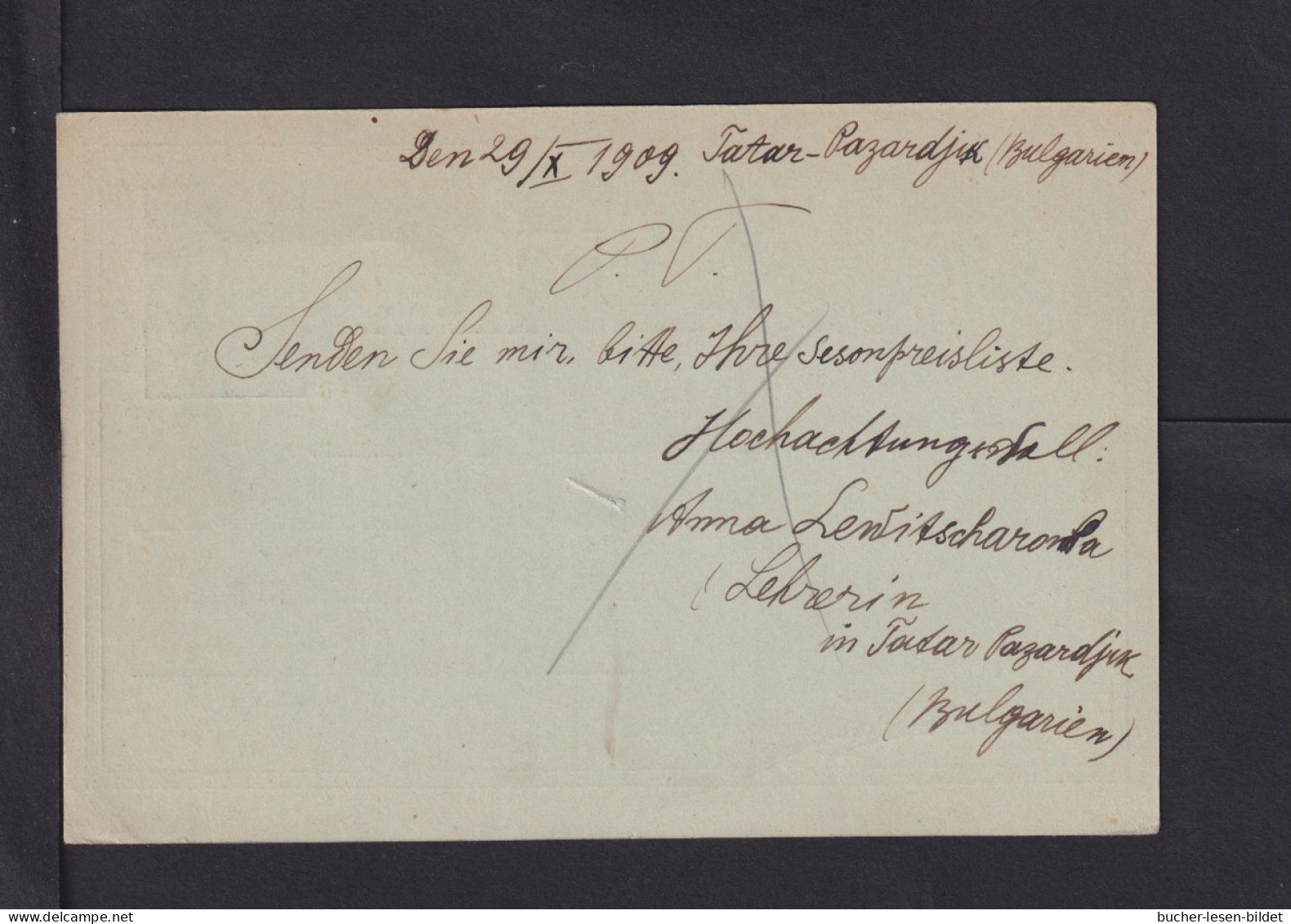 1909 - 5 S. Ganzsache Ab T.-PAZARDJIK Nach Berlin - Lettres & Documents