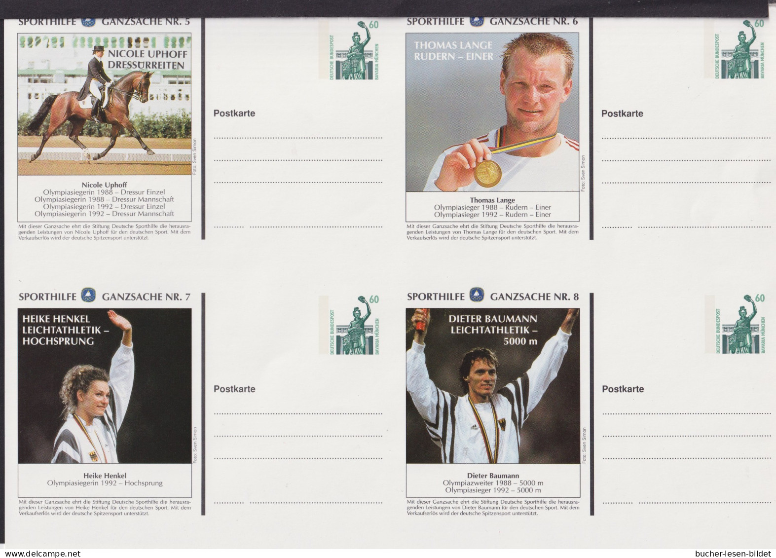 60 Pf. Ganzsache "Sporthilfe" Im 4er-Block Mit Verschiedenen Bildern - Private Postcards - Mint