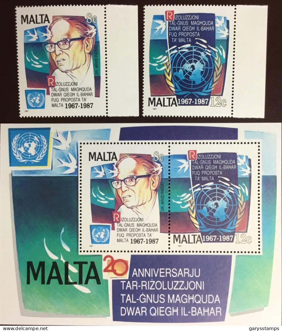 Malta 1987 UN Seabed Resolution Set & Minisheet MNH - Malte