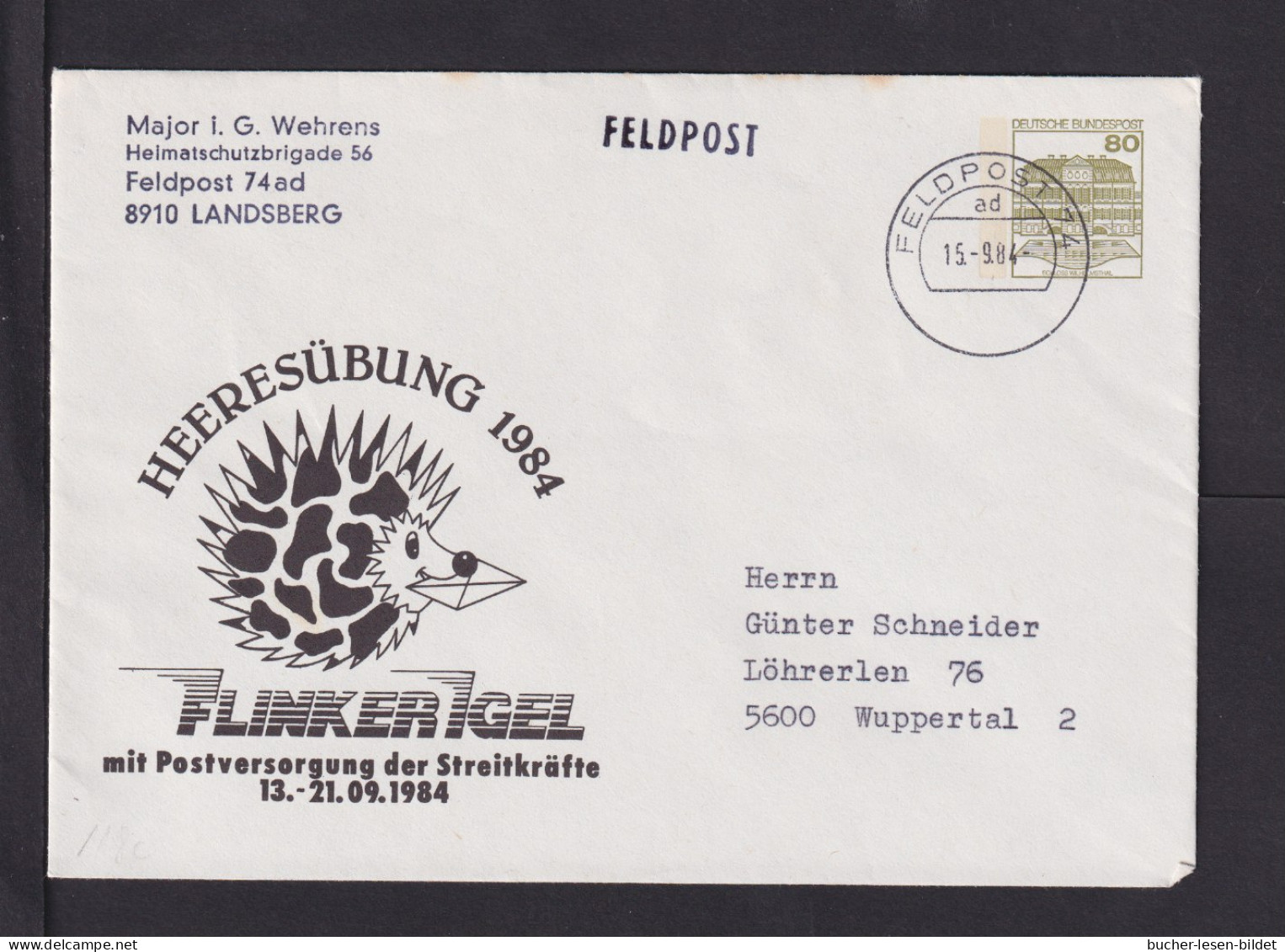 80 Pf. Ganzsache "Heeresübung Flinker Igel" - Gebraucht Mit Feldpost - Private Covers - Used