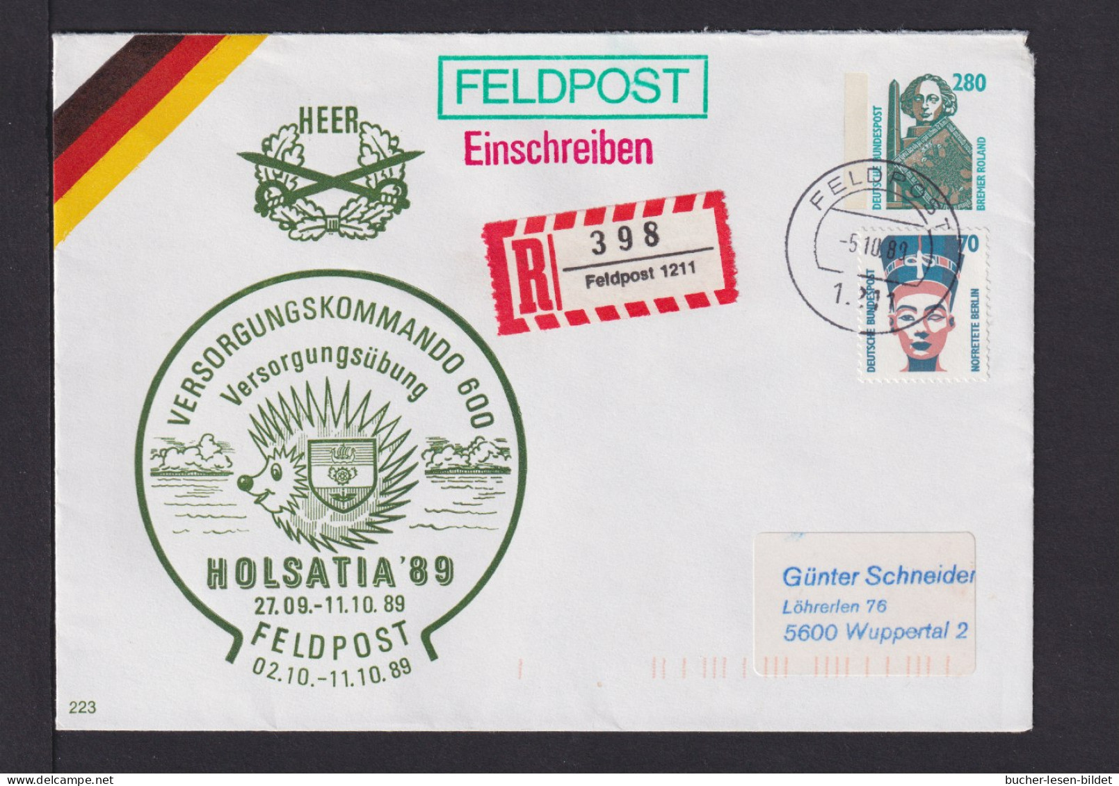 280 Pf. Ganzsache HOLSATIA - Als Einschreiben Mit Feldpost Gebraucht - Enveloppes Privées - Oblitérées