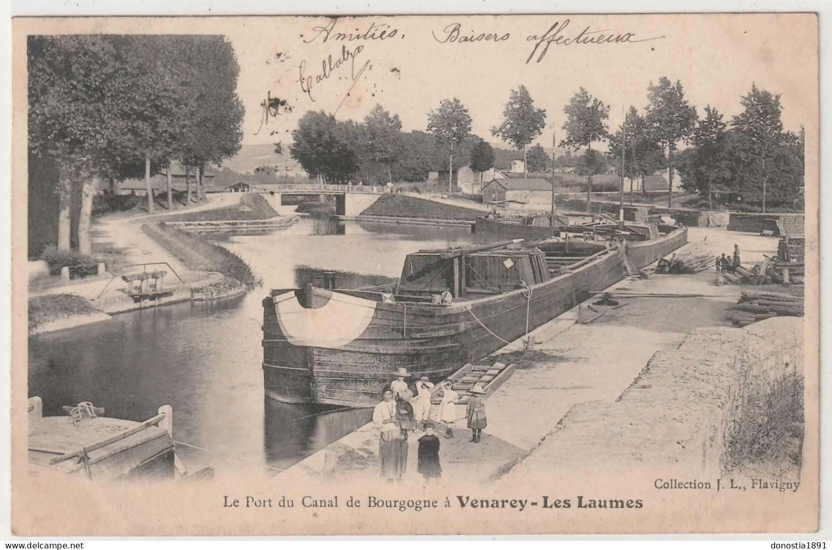Port Du Canal De Bourgogne à VENAREY-lès-LAUMES (21) - Péniches (TGP) -coll. J.L. à Flavigny -Timbrée 1904 - Venarey Les Laumes