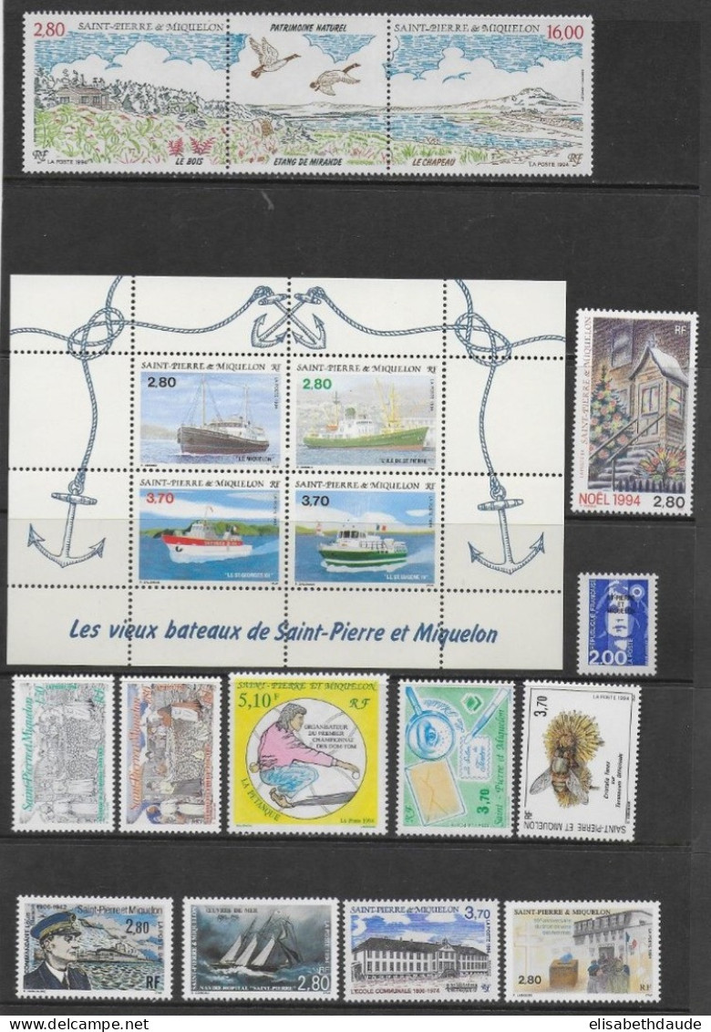 SPM - 1994 ANNEE COMPLETE ** MNH - COTE YVERT = 40 EUR. - Komplette Jahrgänge