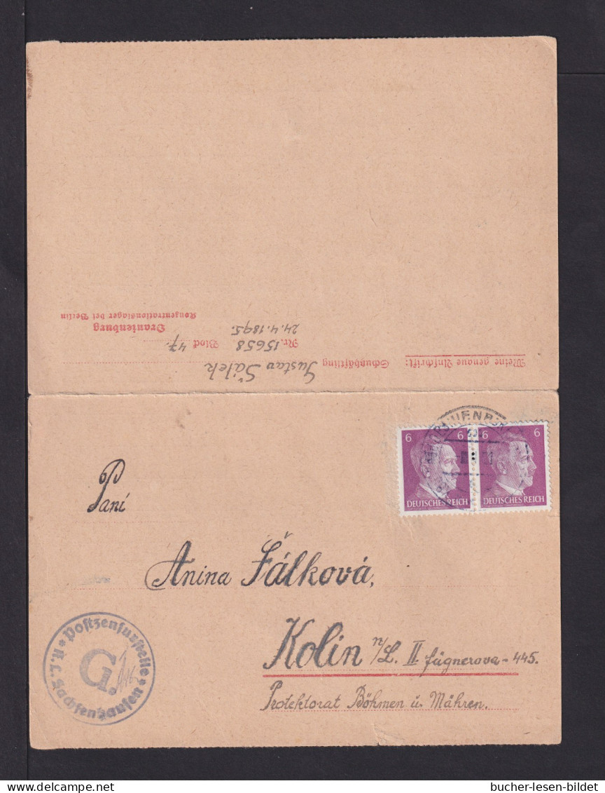 KL Sachsenhausen - Kartenbrief Mit Zensur Vom Lager Nach Kolin - Marken Nicht Dazugehörend - WO2