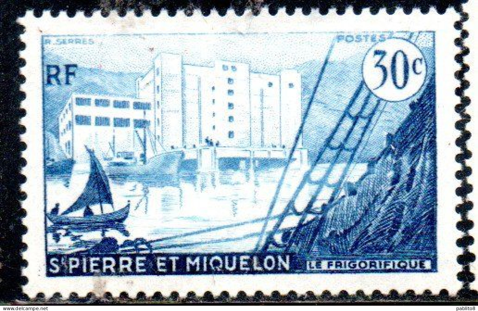 ST. SAINT PIERRE AND ET MIQUELON 1955 1956 FISH FREEZING PLANT LE FRIGORIFIQUE 30c MLH - Neufs