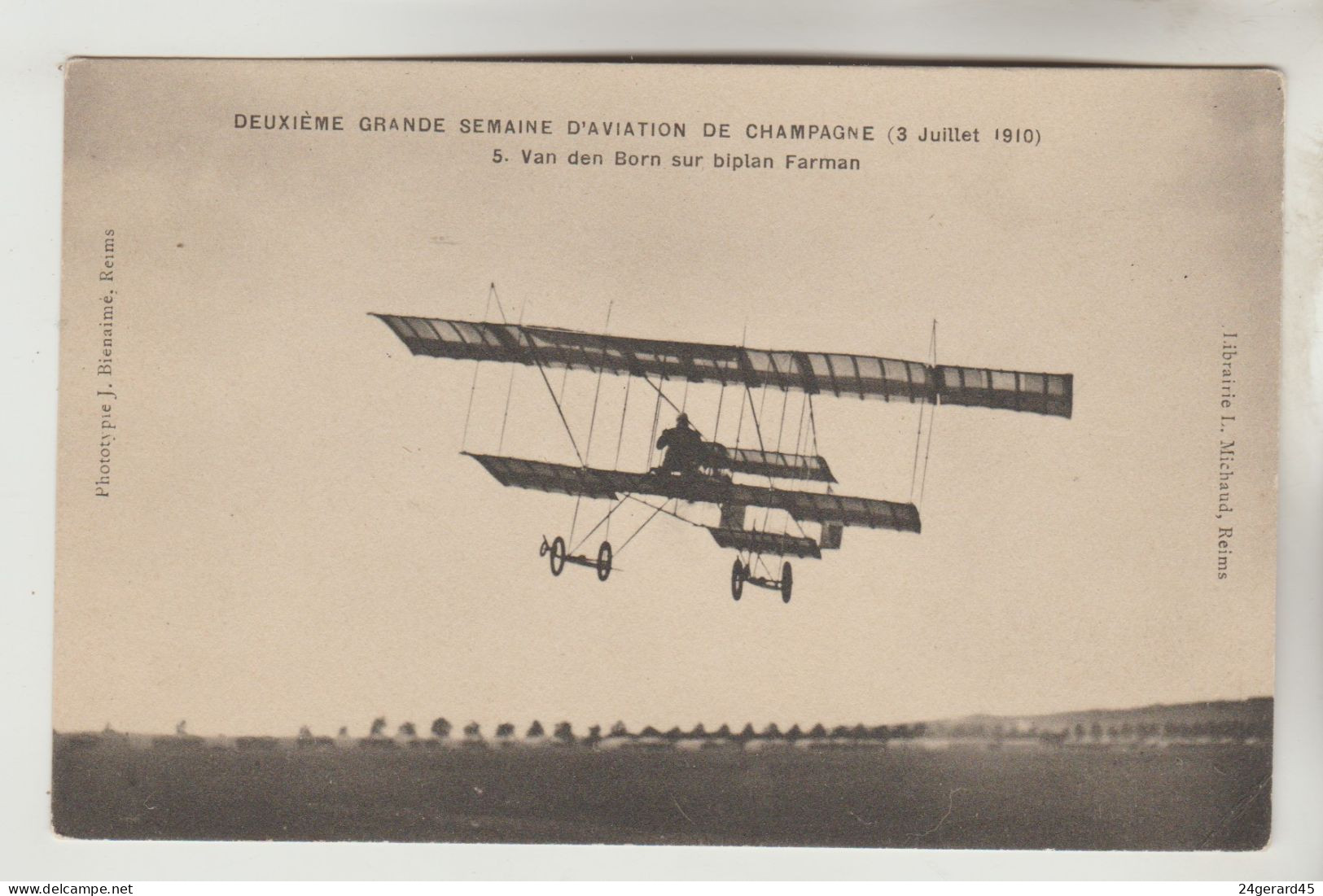 CPA TRANSPORT AVIATION MEETING - 2éme Grande Semaine D'Aviation De Champagne 3/07/1910 : VAN DEN BORN Sur Farman - Meetings