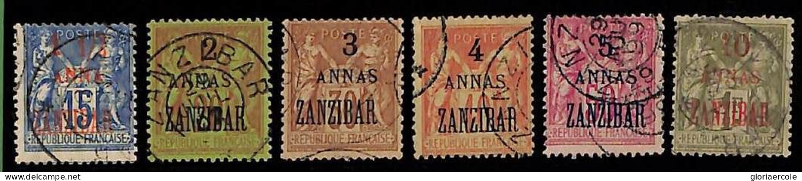 ZA052b - French Post ZANZIBAR - Lot Of 6 STAMPS  1897 Set -   USED - Gebruikt