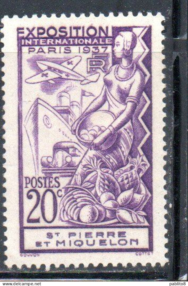 ST. SAINT PIERRE AND ET MIQUELON 1937 PARIS INTERNATIONAL EXPOSITION ISSUE 20c MLH - Neufs