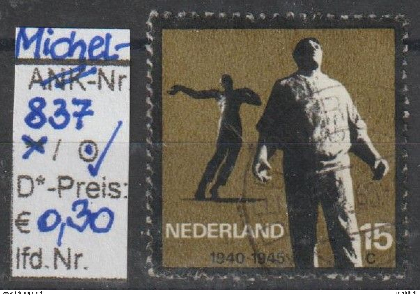 1964 - NIEDERLANDE - SM "Widerstandsbewegung...." 15 C Schwarz/braunoliv  - O  Gestempelt - S. Scan (837o Nl) - Used Stamps