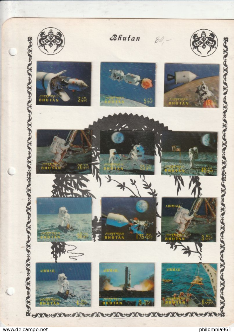 Bhutan SPACE 3D STAMPS COMPLETE SET - Bhutan