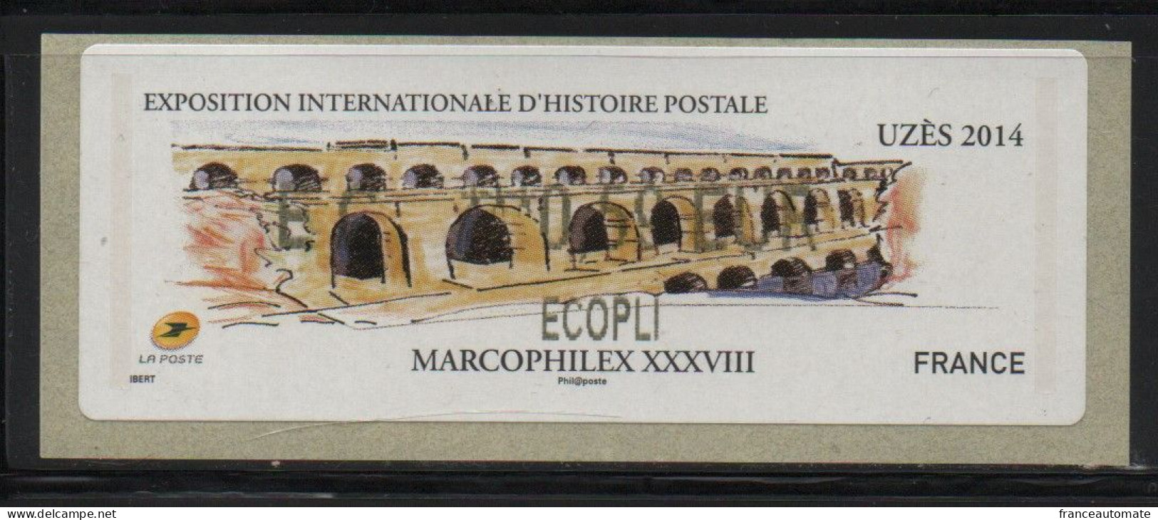 ATM, LISA2,  EC 0.59€, 25 Et 26 Octobre 2014, MARCOPHILEX XXXVIII  à UZES, Pont De Gard. - 2010-... Abgebildete Automatenmarke