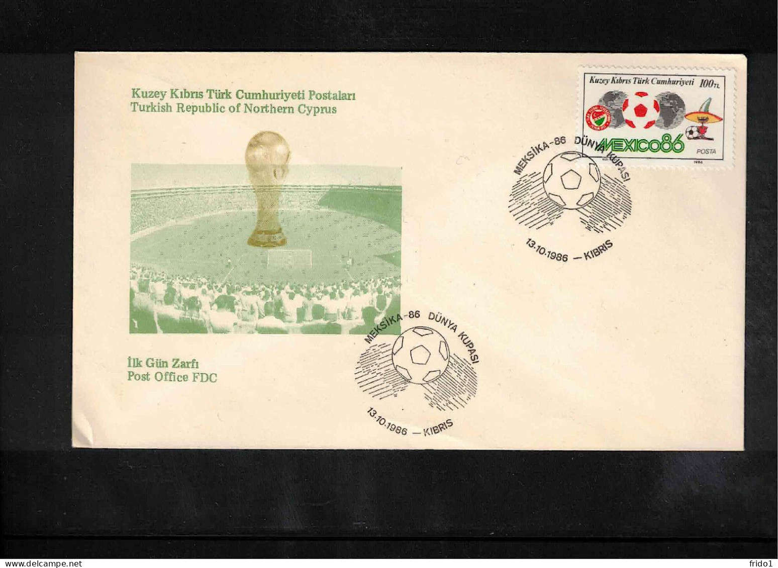 Cyprus (Turkey) 1986 World Football Cup Mexico FDC - 1986 – Mexico