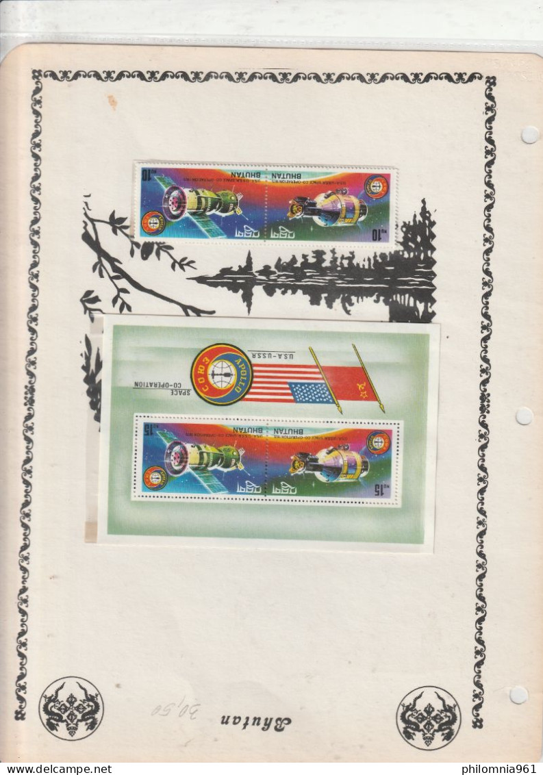 Bhutan SPACE USA Russia BLOCK STAMPS MNH 1975 - Bhoutan