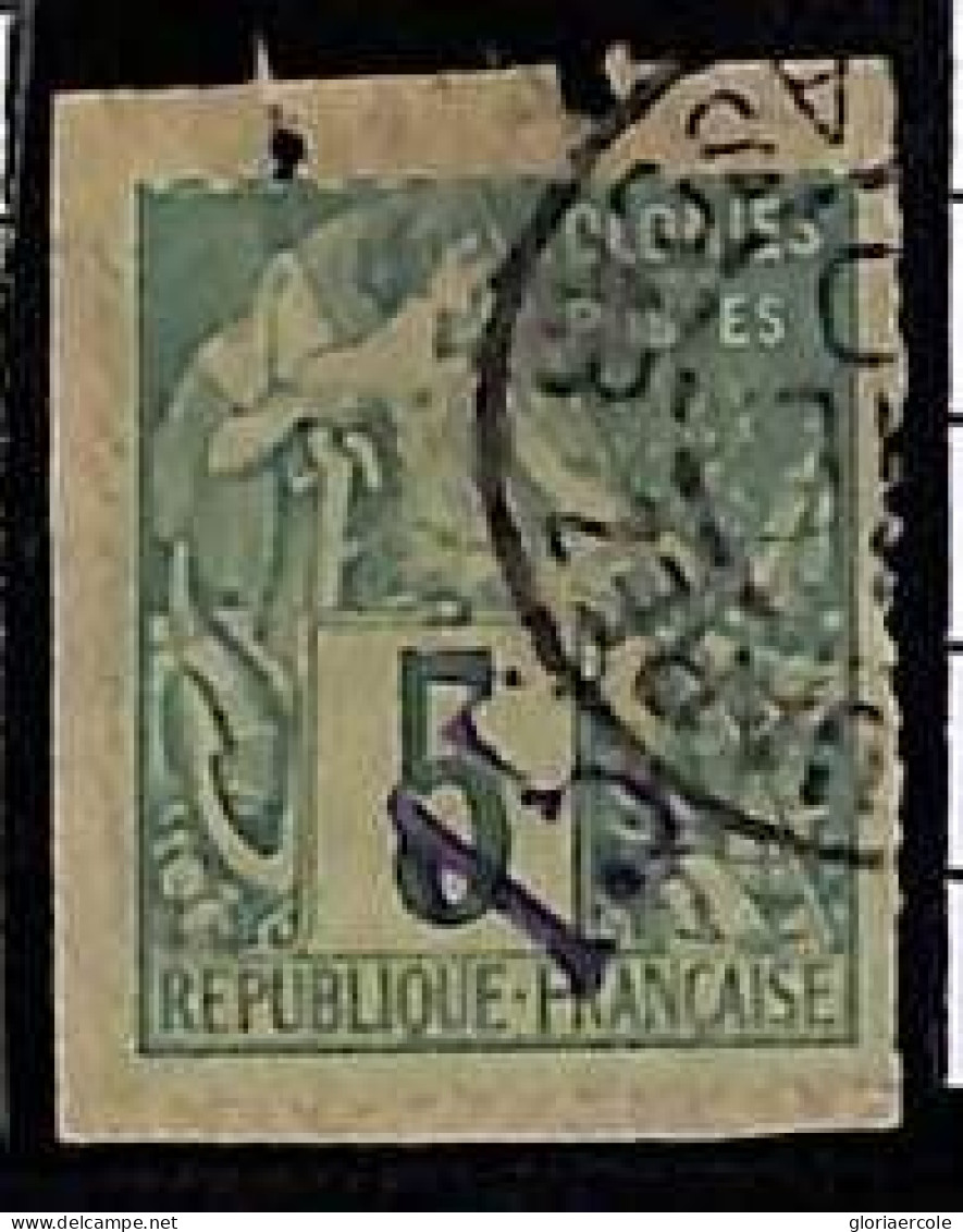 ZA053b - French DIEGO SUAREZ -  STAMP - 1890 Yvert # 2 -   Fine USED On CUT-OUT - Oblitérés