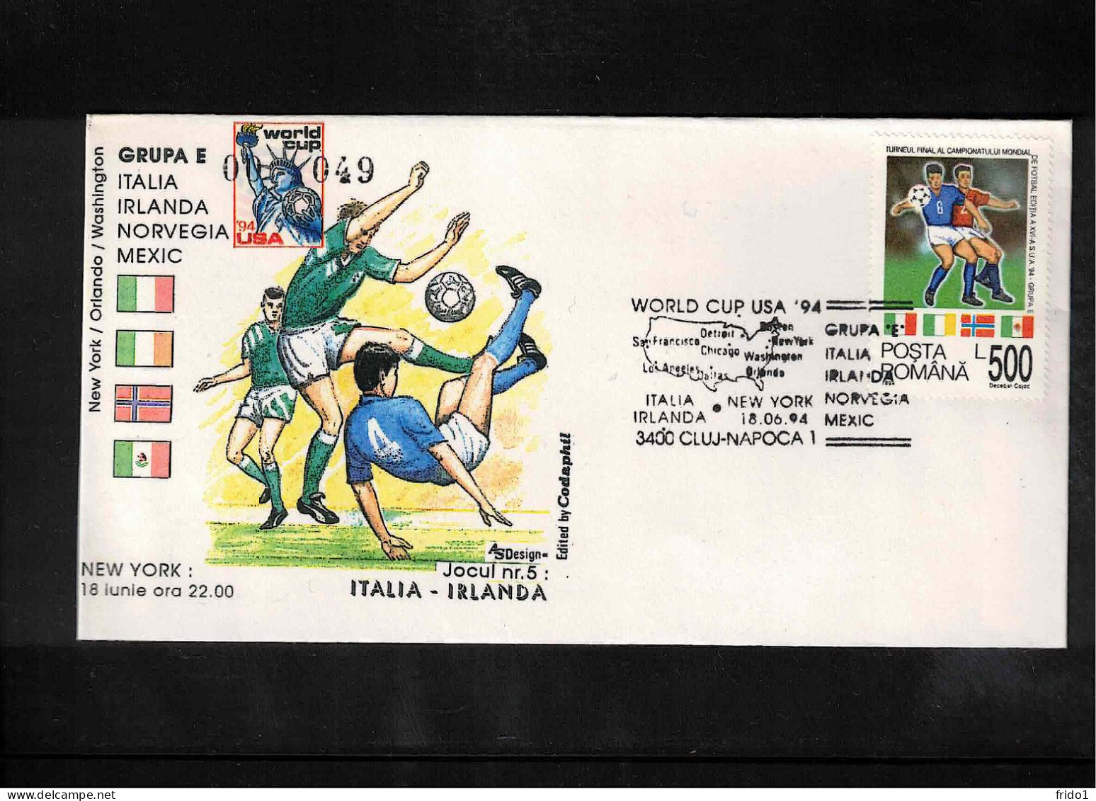 Romania 1994 World Football Cup USA - Group E Interesting Cover - 1994 – Verenigde Staten