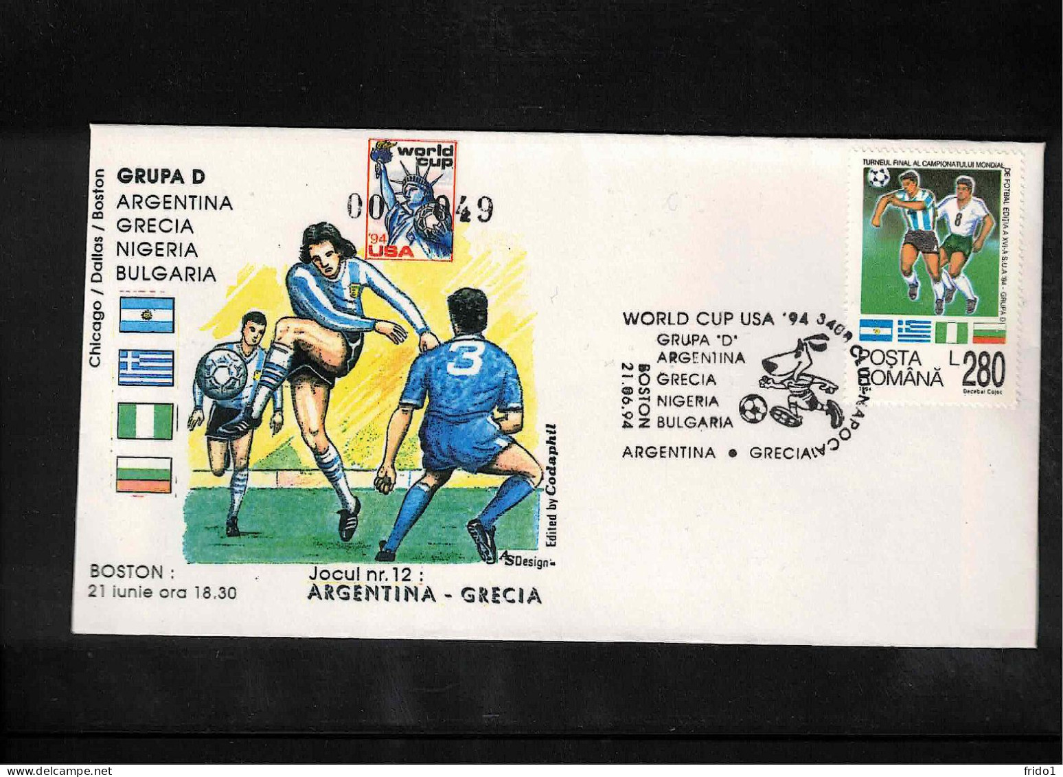 Romania 1994 World Football Cup USA - Group D Interesting Cover - 1994 – Verenigde Staten