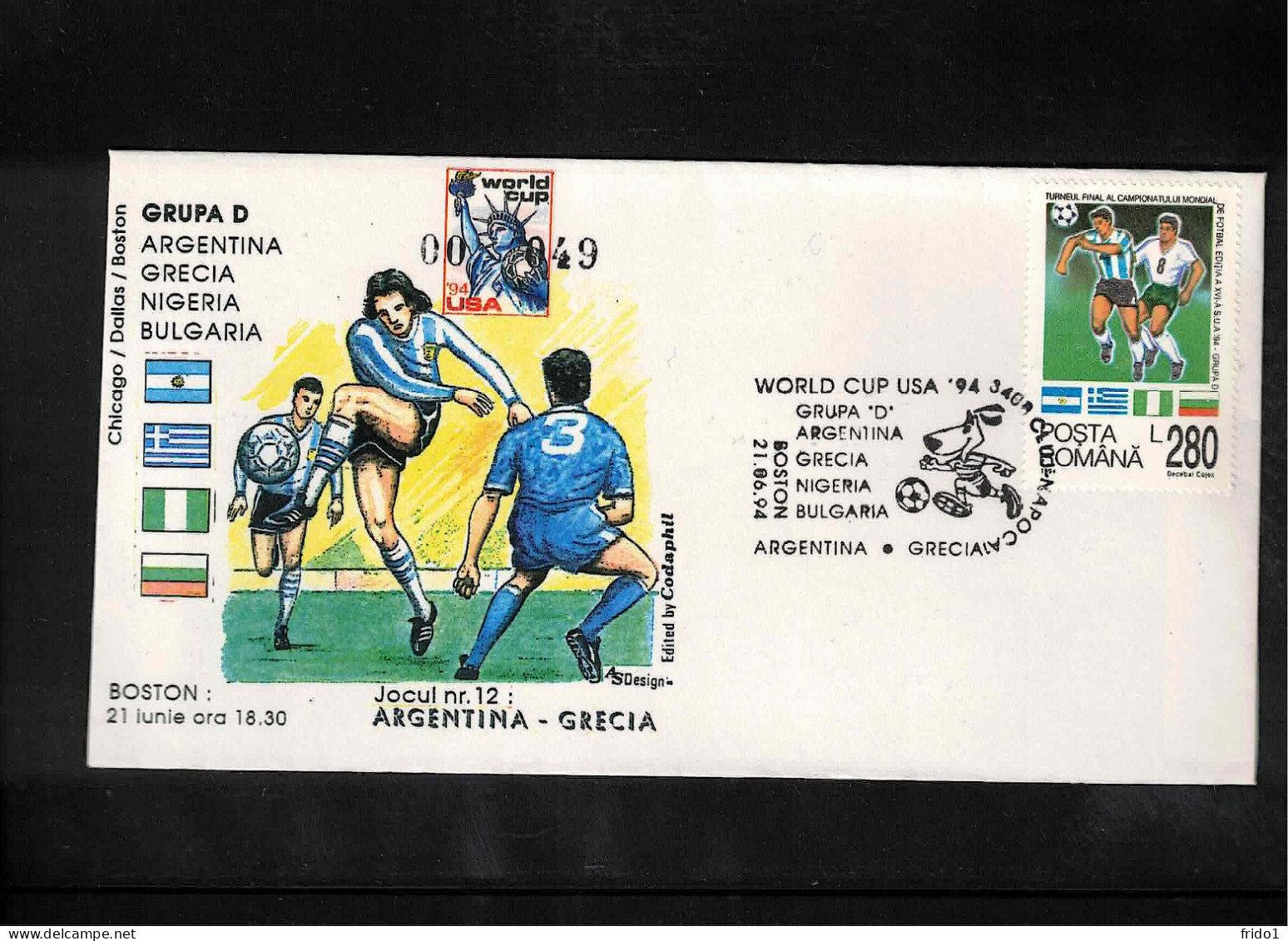 Romania 1994 World Football Cup USA - Group D Interesting Cover - 1994 – USA