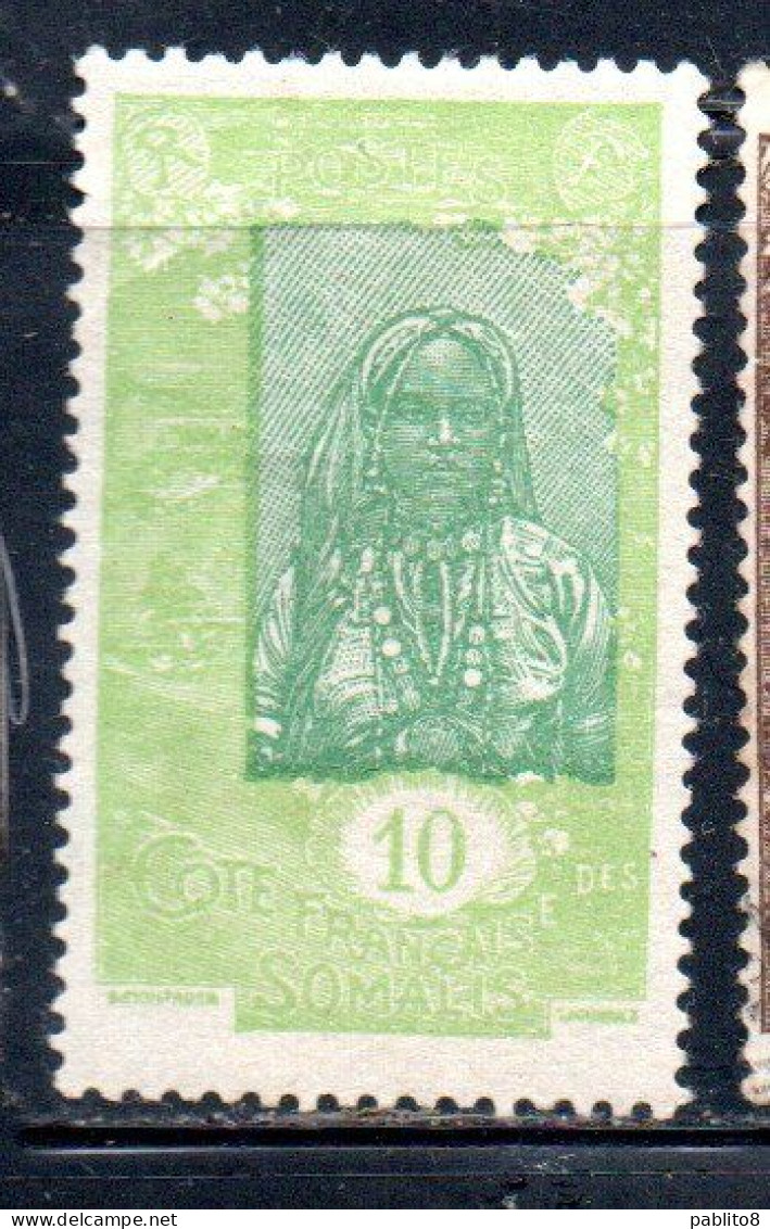 COTE FRANCAISE DES SOMALIS COSTA FRANCESE DI SOMALIA DGYBOUTI 1915 1933 SOMALI GIRL 10c USED OBLITERE' - Oblitérés
