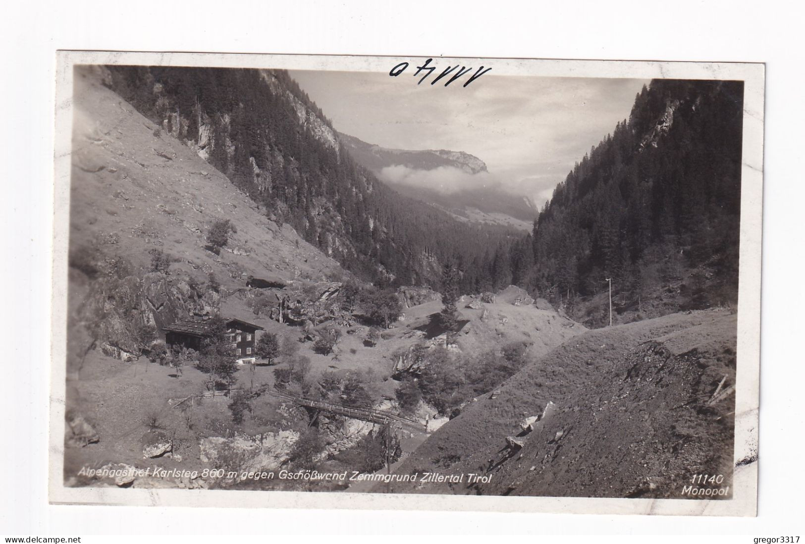 E5231) Alpengashot KARLSTEG Gg. Gschößwand - Zillertal - Tirol S/W FOTO AK Alt !! - Zillertal