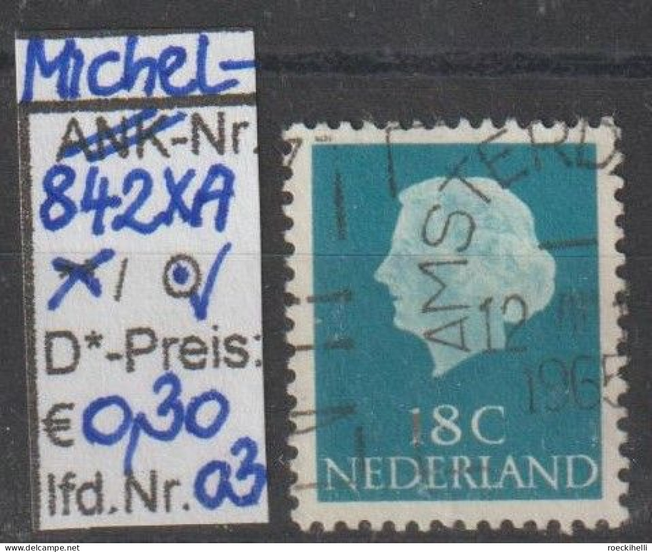 1965 - NIEDERLANDE - FM/DM "Königin Juliana" 18 C Grünl'blau  - O  Gestempelt - S. Scan (842XAo 01-04 Nl) - Gebruikt