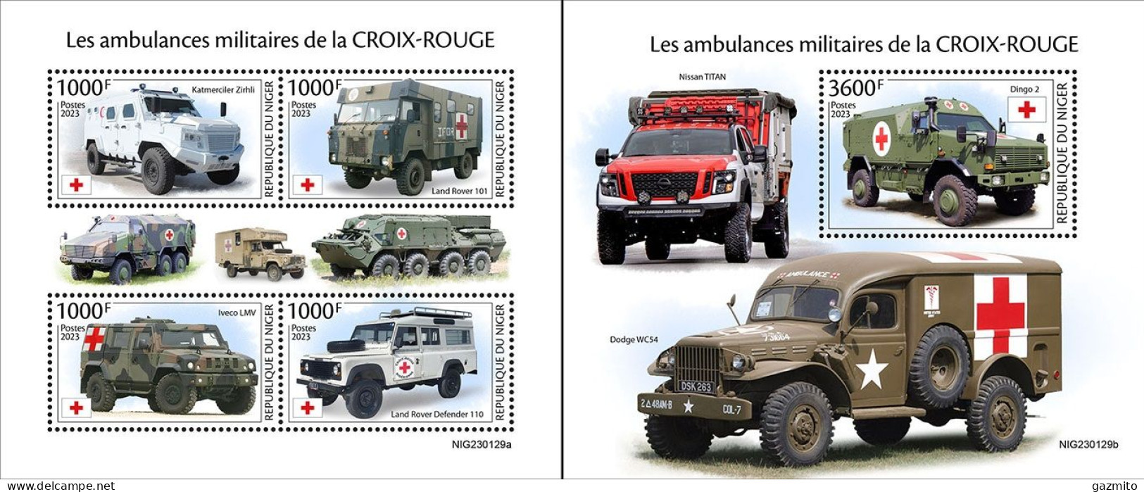 Niger 2023, Military Ambulances, Red Cross, 4val In BF+BF - Níger (1960-...)
