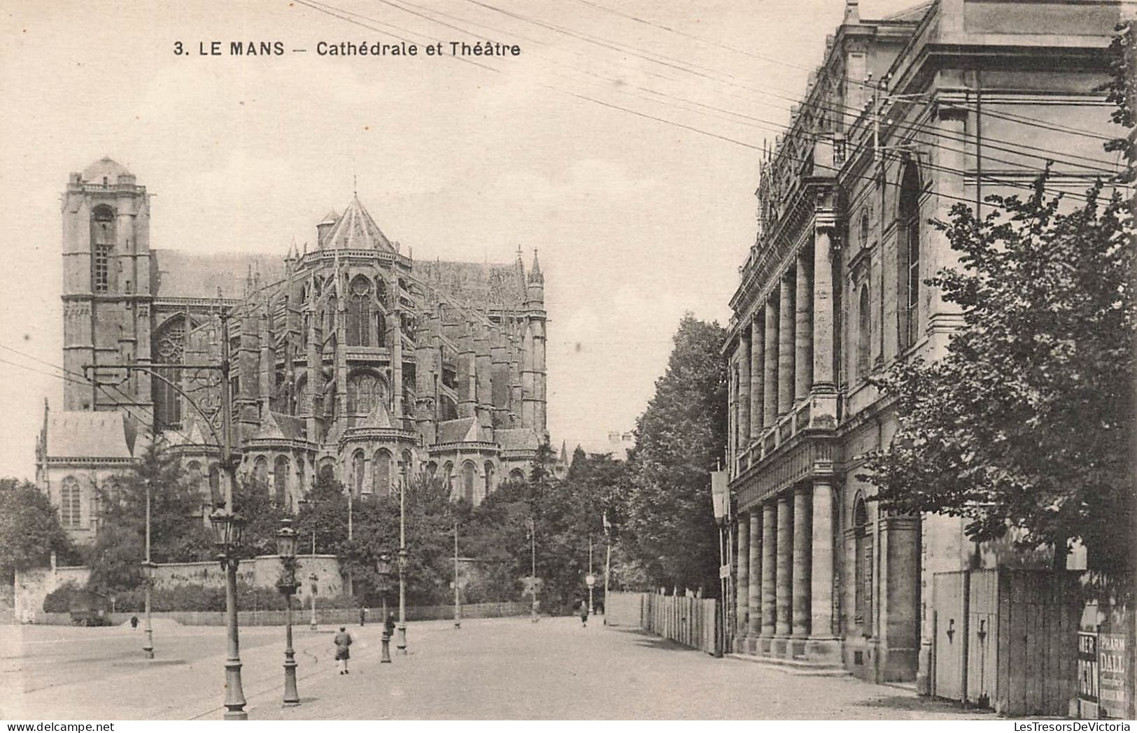 FRANCE - Le Mans - Vue Générale Du Cathédrale Et Théâtre - Vue De L'extérieur - Carte Postale Ancienne - Le Mans