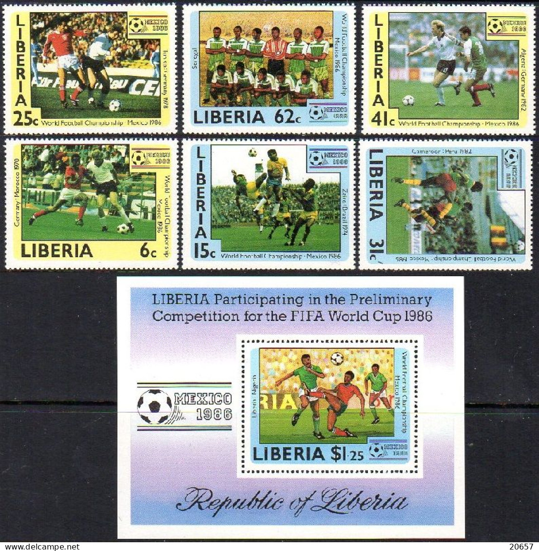 Liberia 1015/20 Et Bf 108 Mondial Football Mexico 86 - 1986 – Mexico