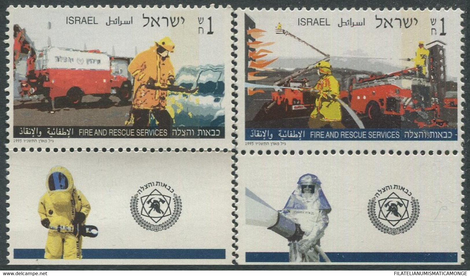 Israel 1995 Correo 1297/98 **/MNH Bomberos Y Servicios De Salvamento.(2val.) - Ongebruikt (met Tabs)