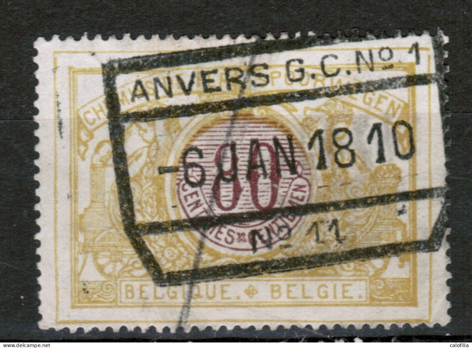 CHEMINS DE FER TR 39, Obliteration Centrale, ANVERS G.C. 1 / 11, RARE - Other & Unclassified