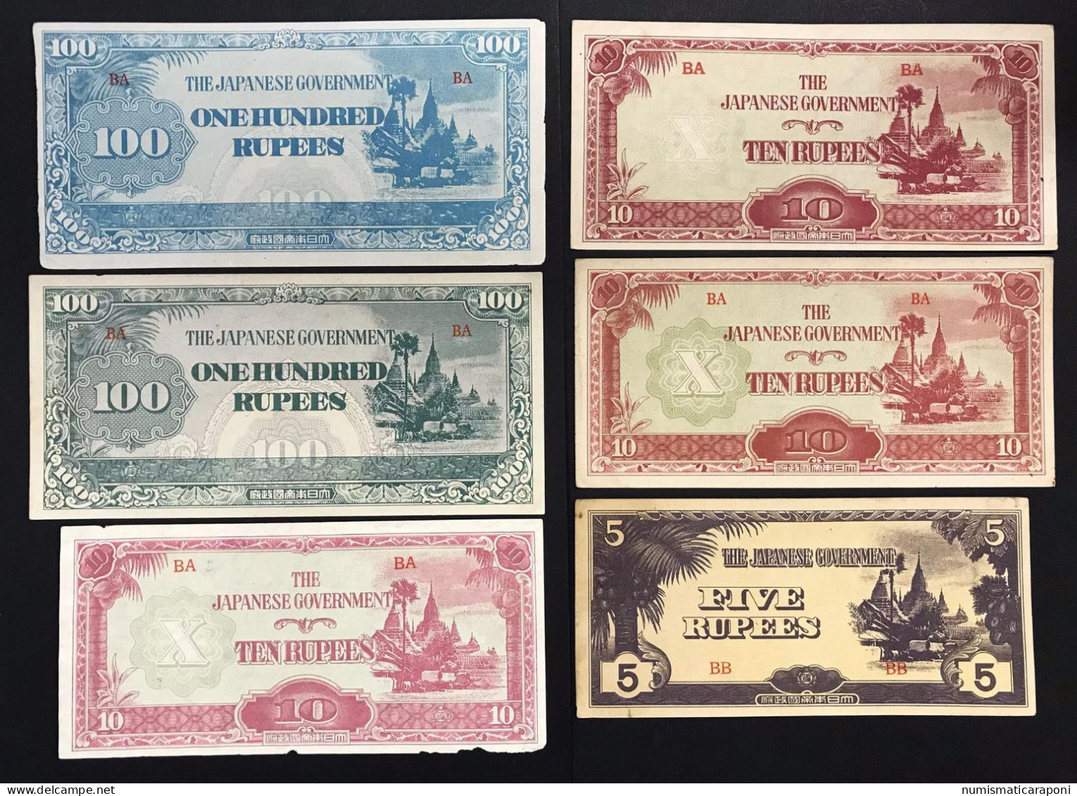 JAPAN Giappone Birmania 18 Banconote The Japanese Government LOTTO 529 - Japón