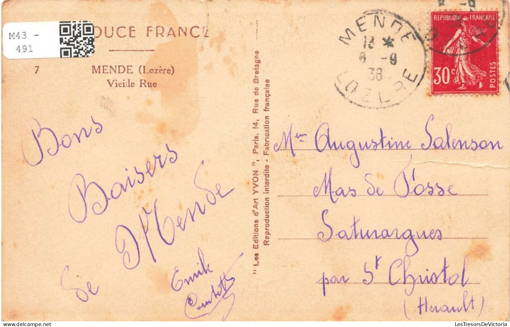 FRANCE - Mende - Vue Sur La Vieille Rue - Carte Postale Ancienne - Mende