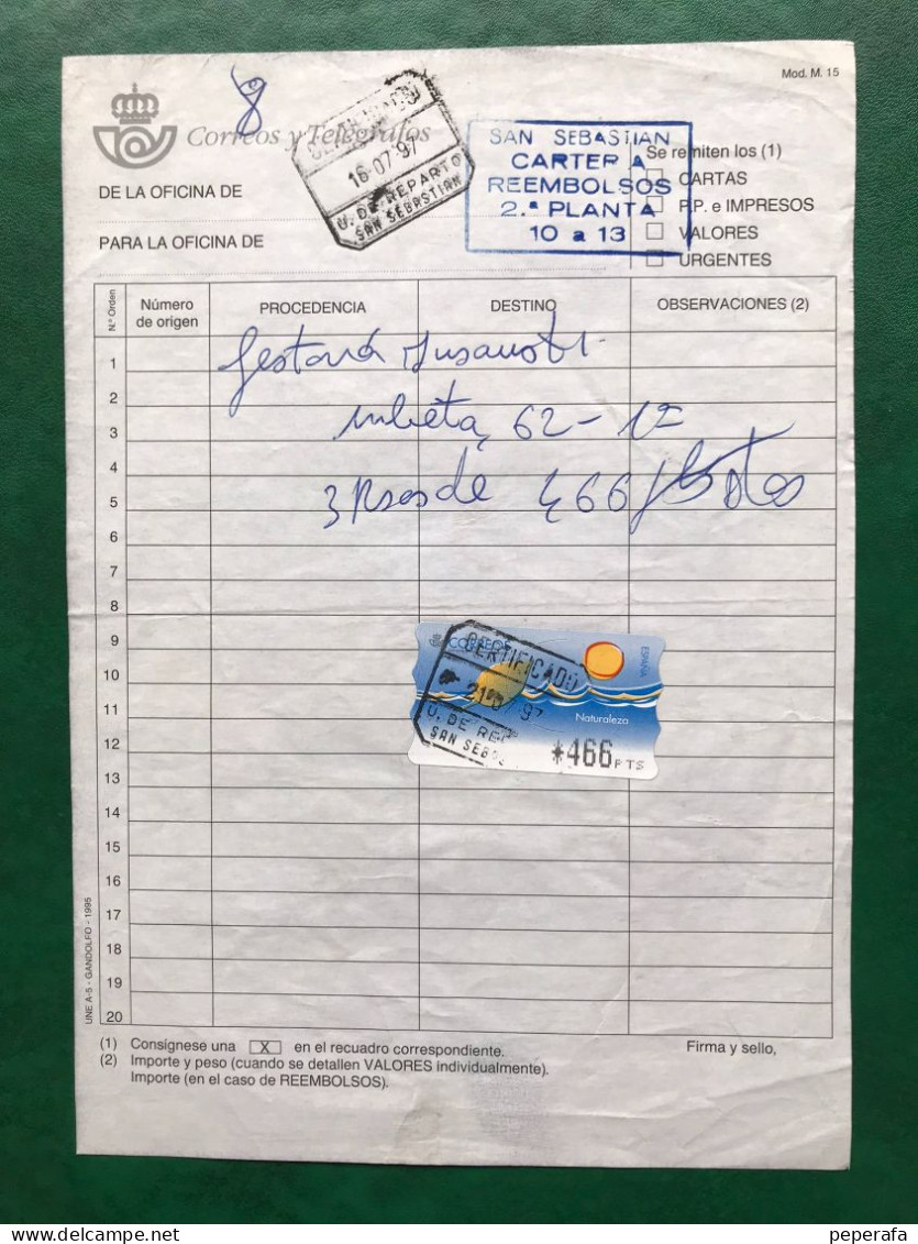 España Spain 1997, ATM NATURALEZA, DOCUMENTO POSTAL REEMBOLSO 446 PTS, EPELSA, RARO!!! - Vignette [ATM]